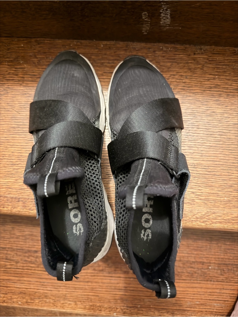Sorel Black Slip-On Mesh Strap Sneakers
